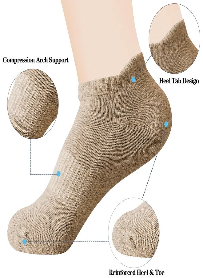 IMAGERIO Ankle Socks for Women and Men, Heel Tab Athletic Socks, Running, Low Cut, Tab Socks, Sports, No Show, Anti-Blister, Unisex, 6 Pairs - Khaki - Image 3